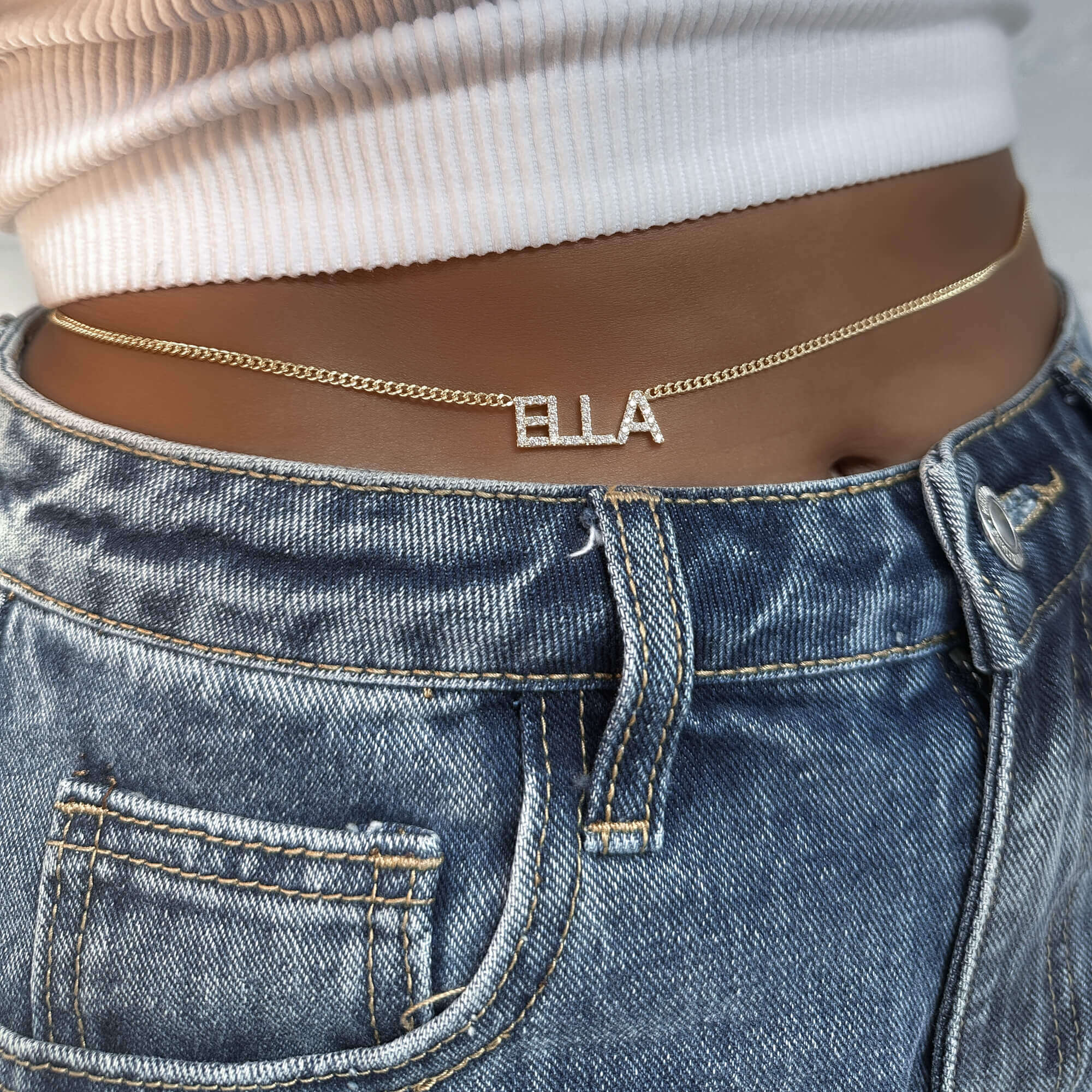 Dazzling Custom Name Belly Chain 