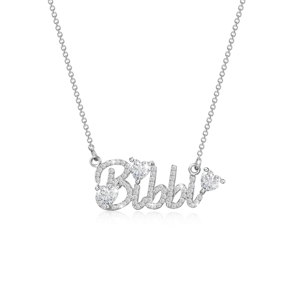 Custom Diamond Name Necklace with Sweet Heart