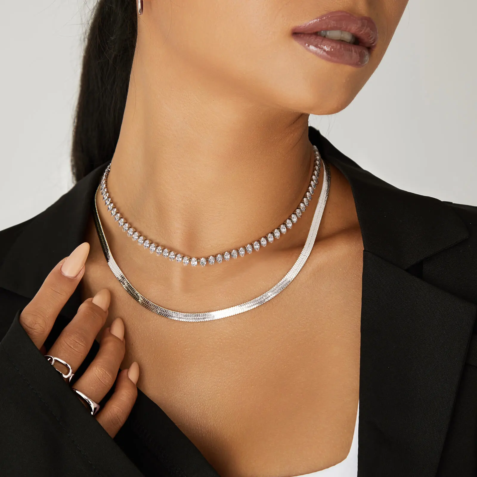 Shining Oval Tennis Necklace