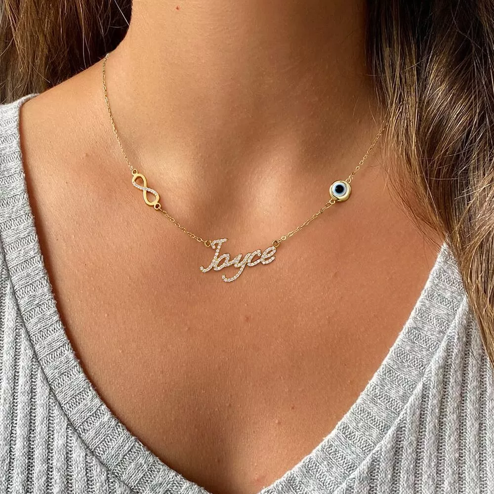 joyce name Personalized Evil Eye Necklace