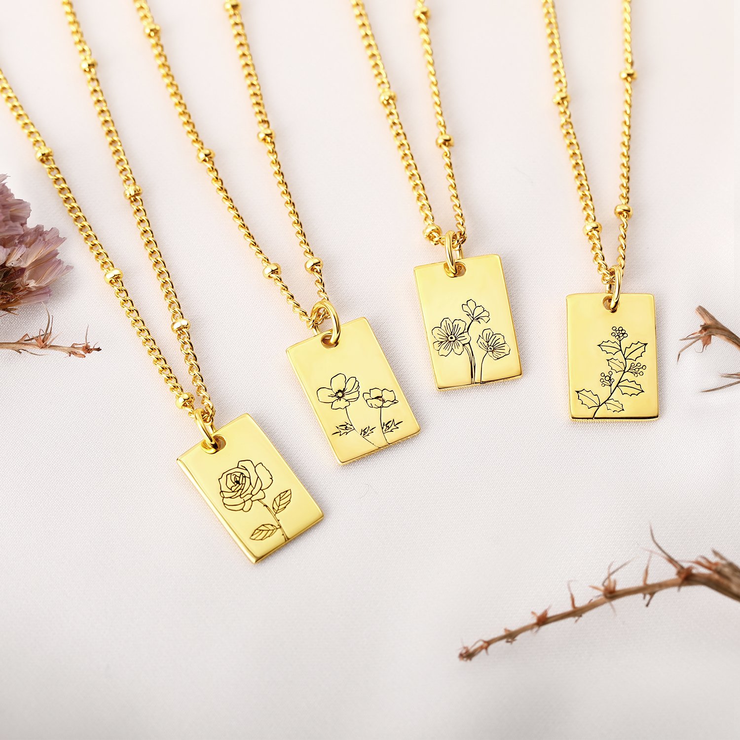 Birth Month Flower Necklace