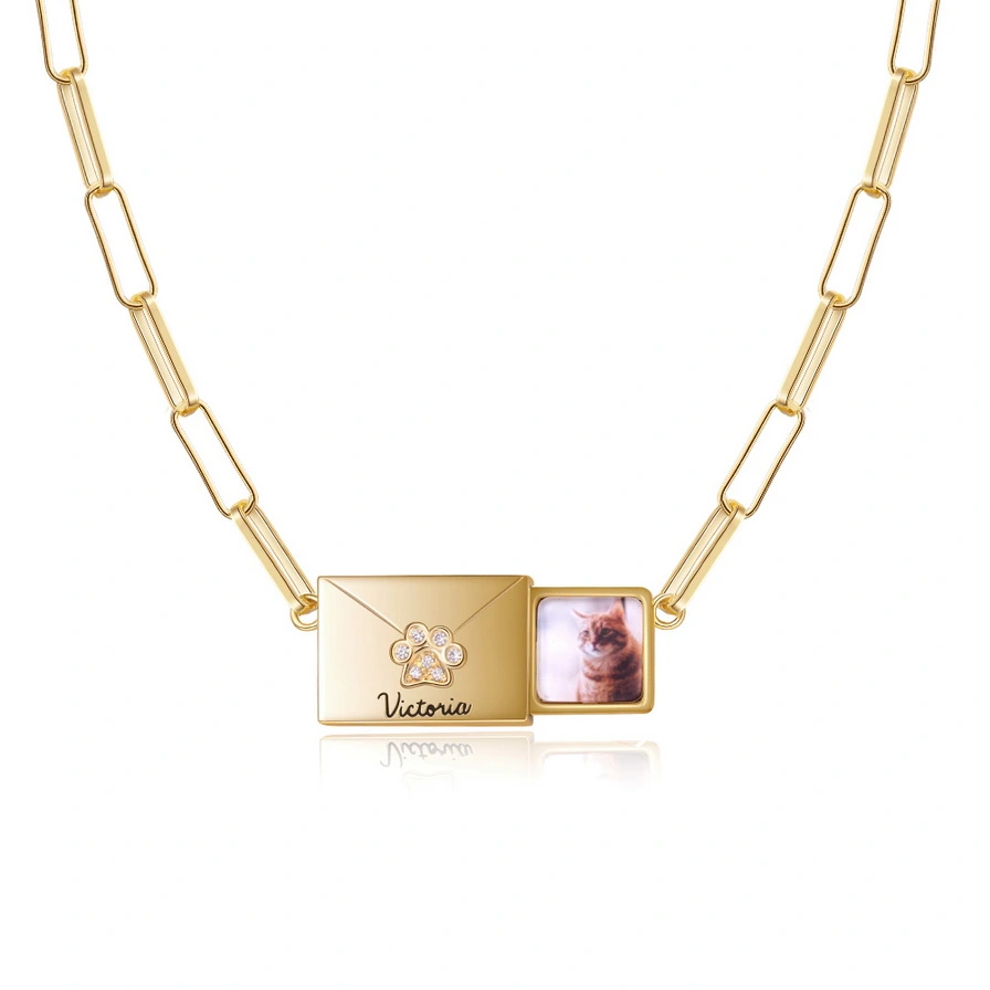 Customized Photo And Name Dog Print Necklace