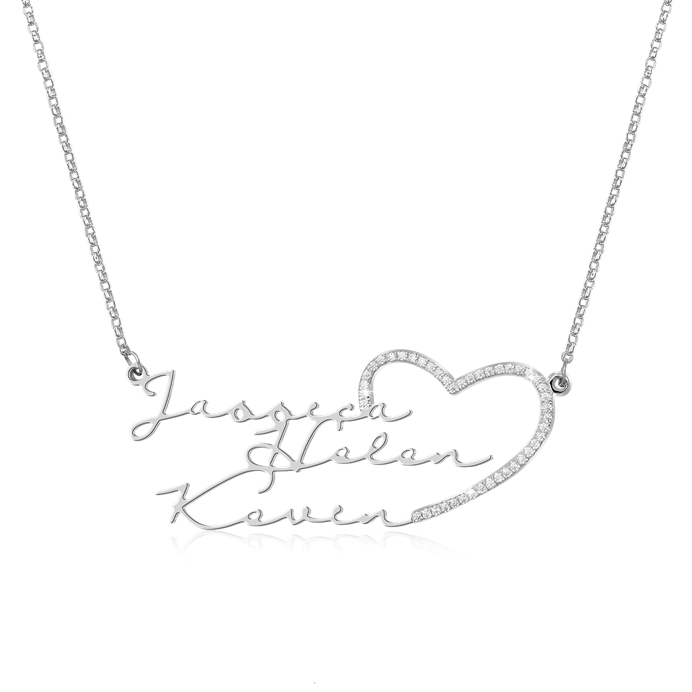 Custom Double Name Necklace With Heart 