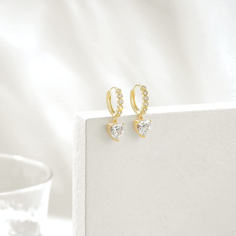 Shining Gold Heart Shaped Earrings