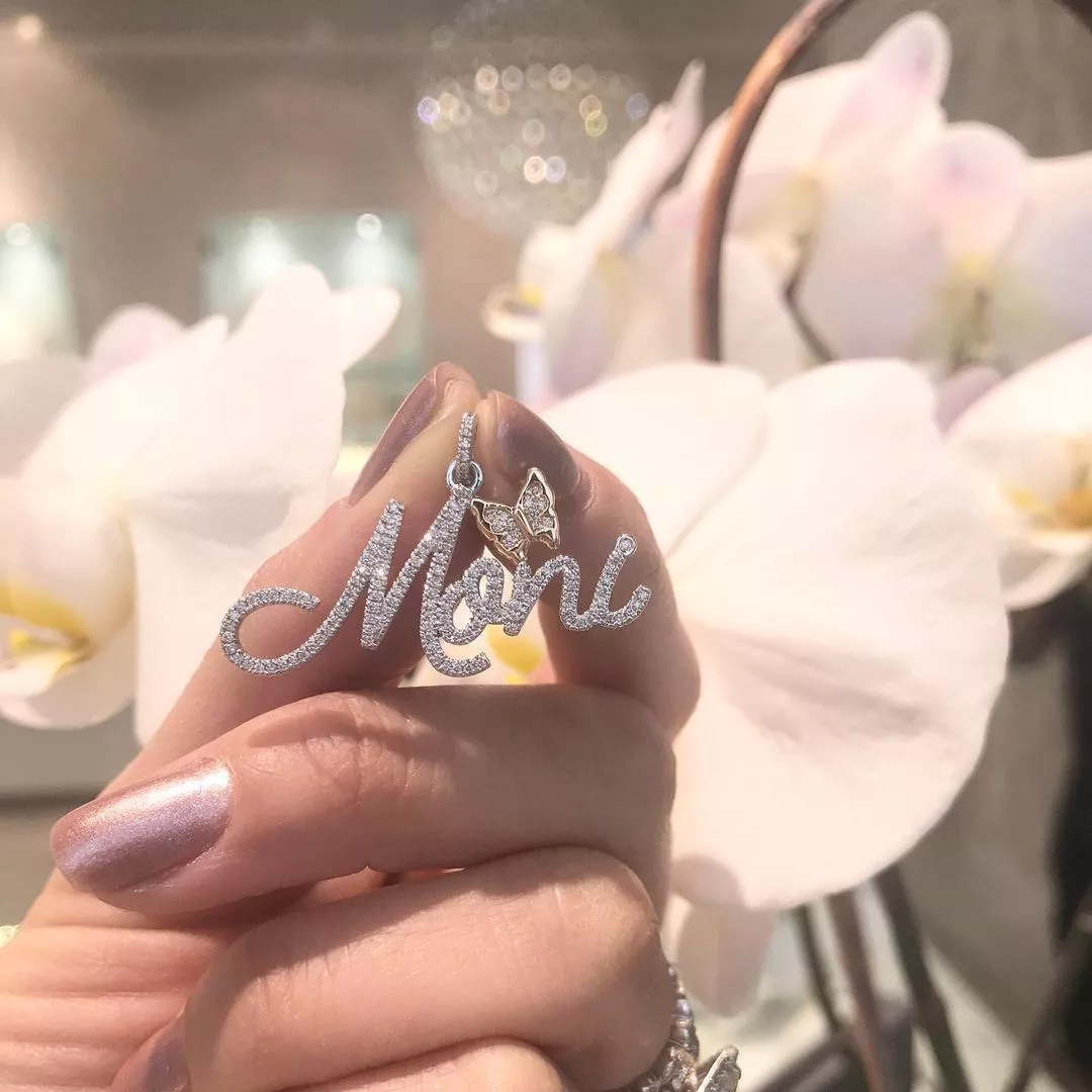 Custom Name Butterfly Sparkling Necklace With Diamond