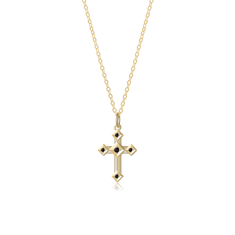 joyce name Gold Layered Cross Necklace