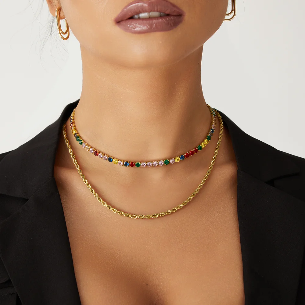 Colorful Square Tennis Necklace