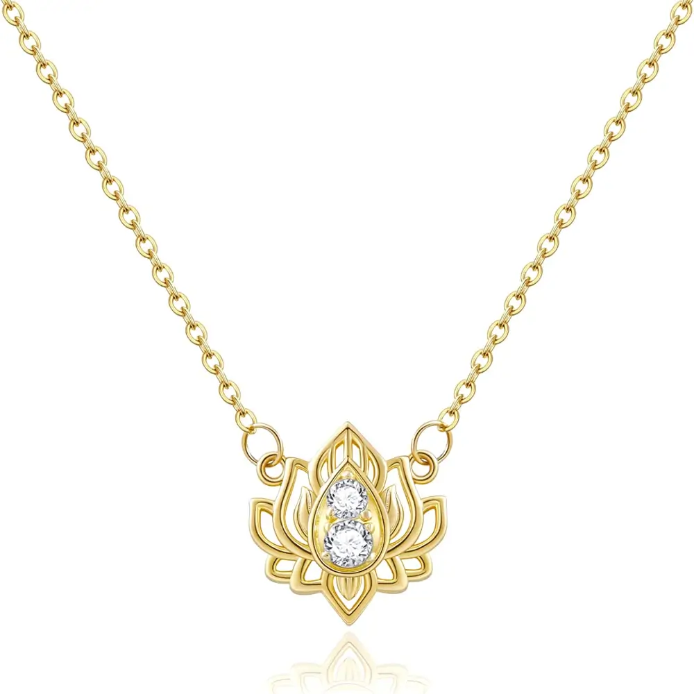 Gold Plated Yoga Lotus Flower Necklace