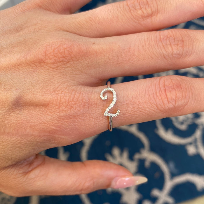 14K Gold Number Ring