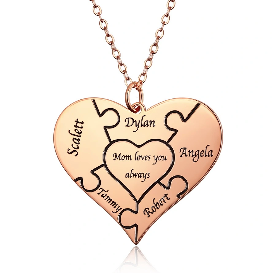 Personalized Heart Puzzle Necklace for15 Names