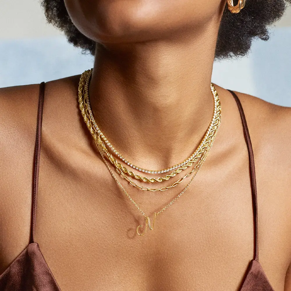 Dimensional Initial Letter Necklace 