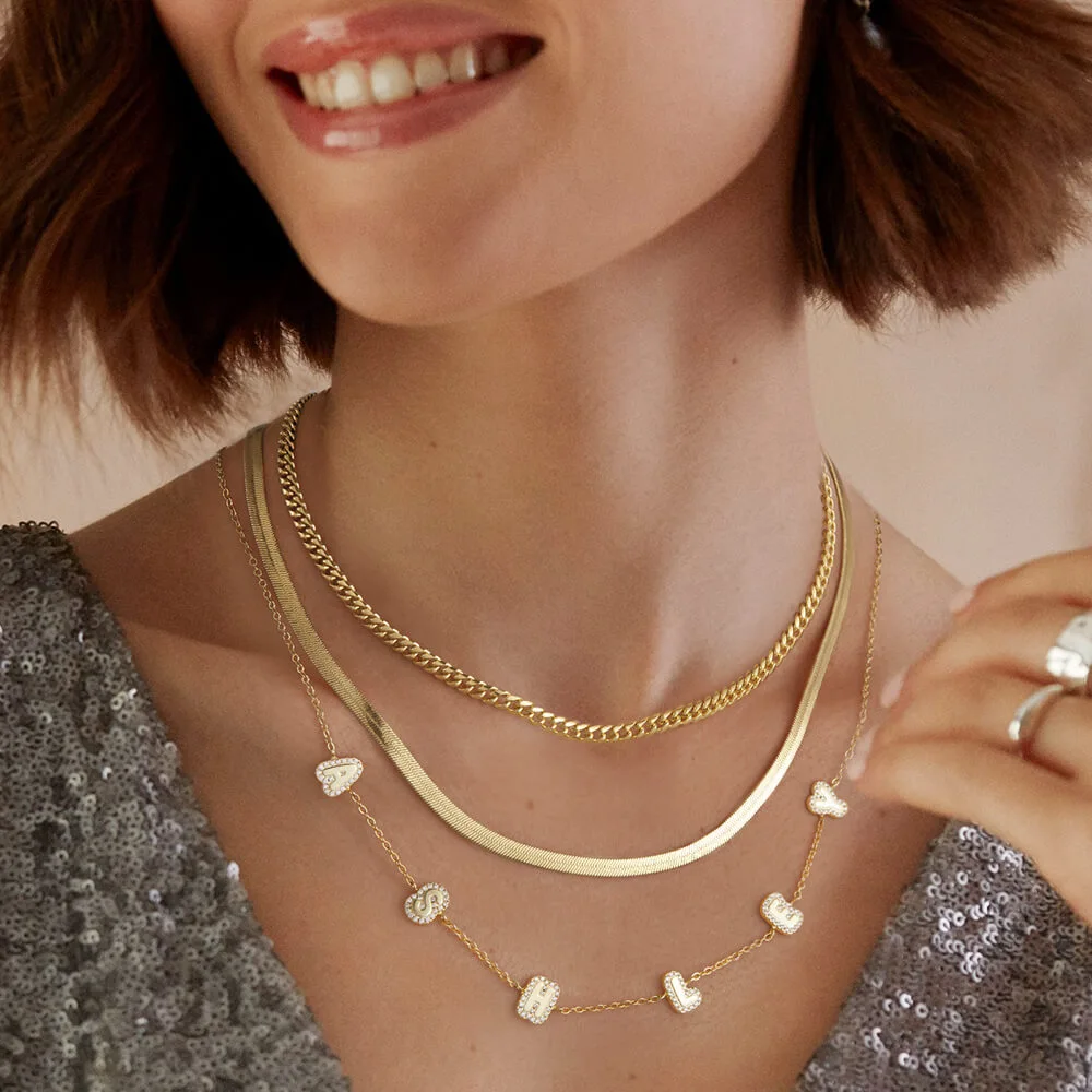 Letter Bubble Name Necklace in Sterling Silver