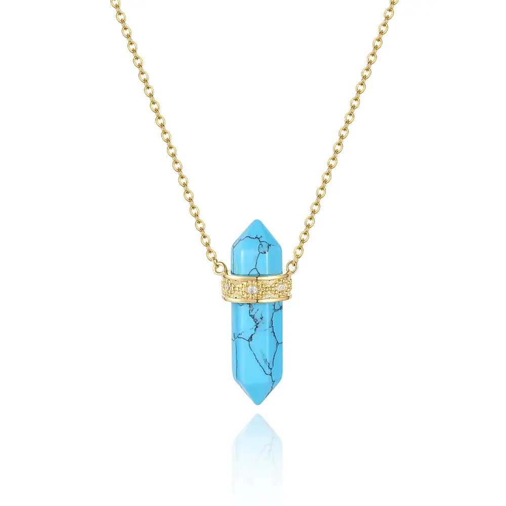 Blue Turquoise Natural Crystal Necklace