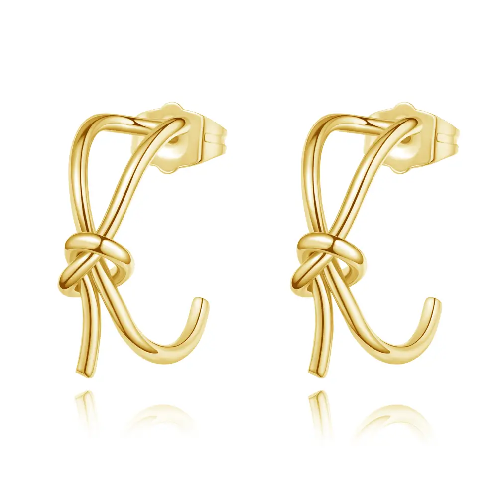 Gold Geometric Twisted Hoop Earrings