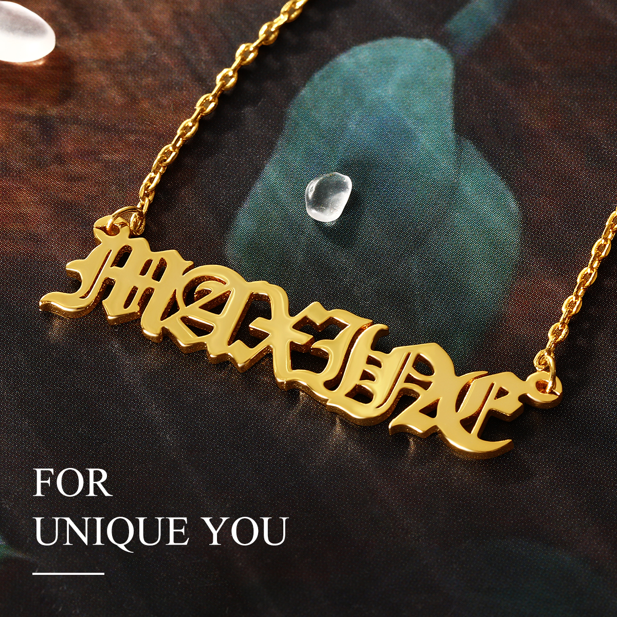 Personalized Old English Name Necklace