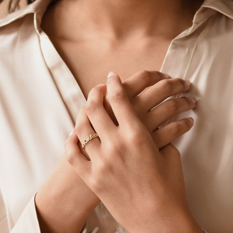 925 Silver Openwork Link Name Full Diamond Ring