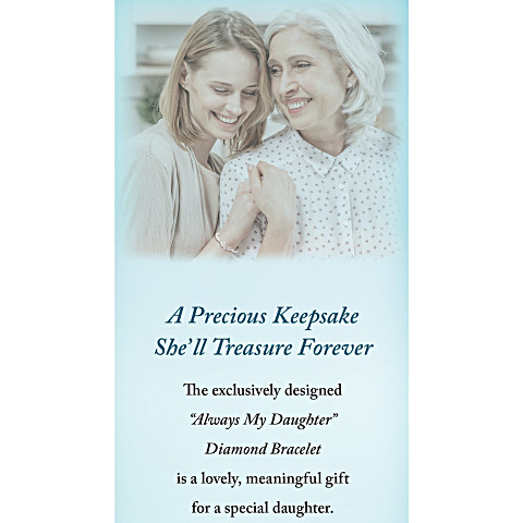 Always My Daughter Engraved Heart-Shaped Bracelet in Sterling Silver