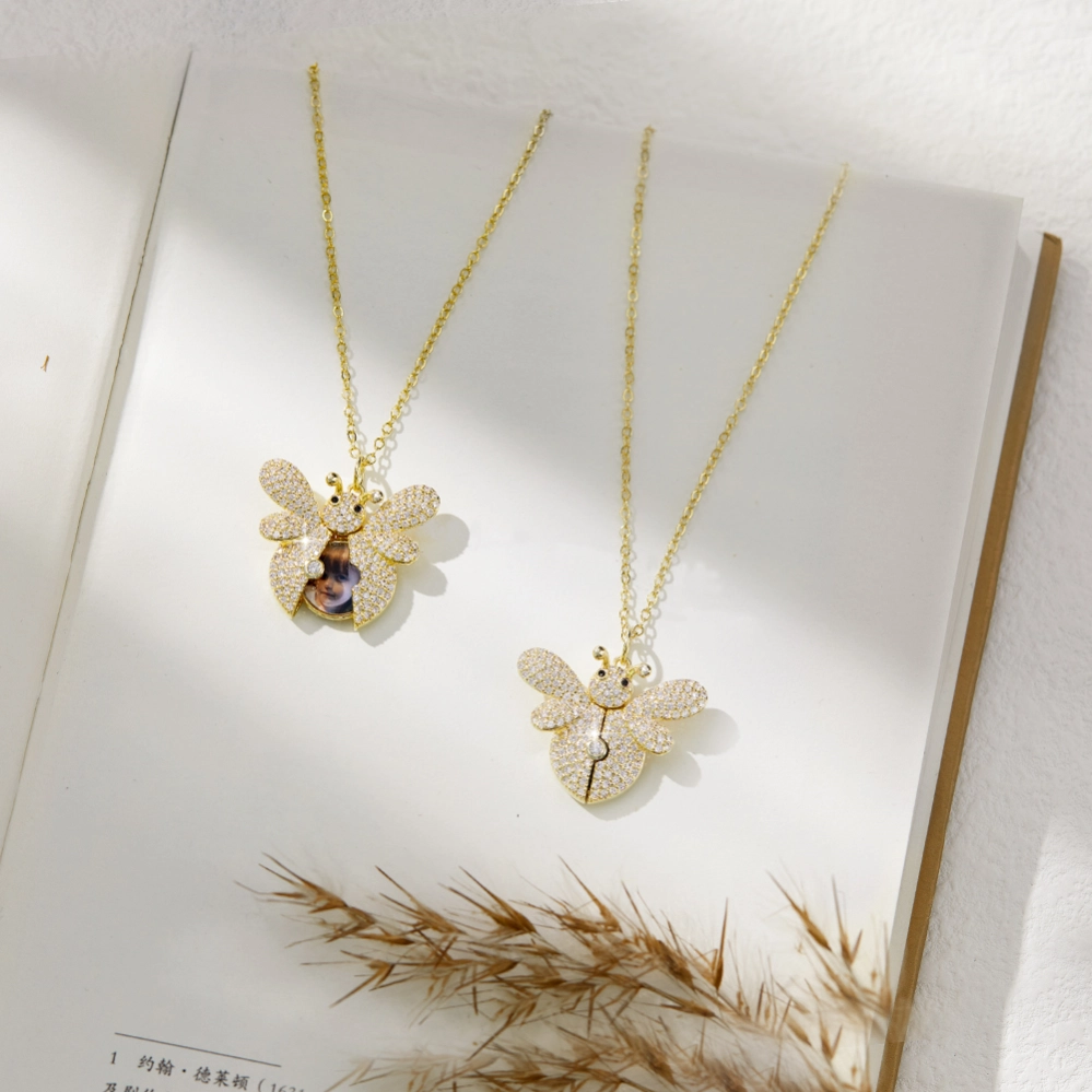 joycenamenecklace honey bee necklace with picture