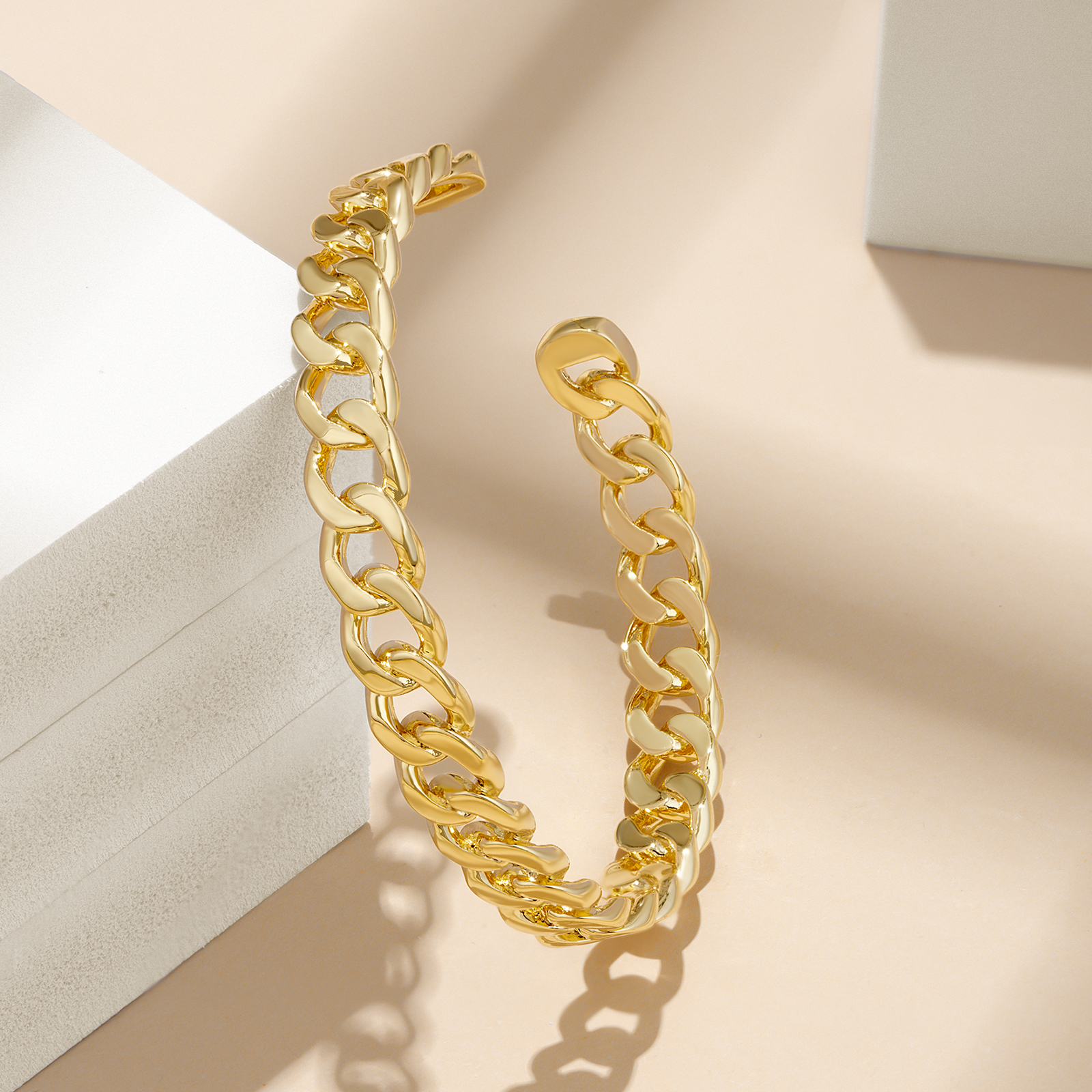 8MM 14K Gold Openwork Brass Bracelet 