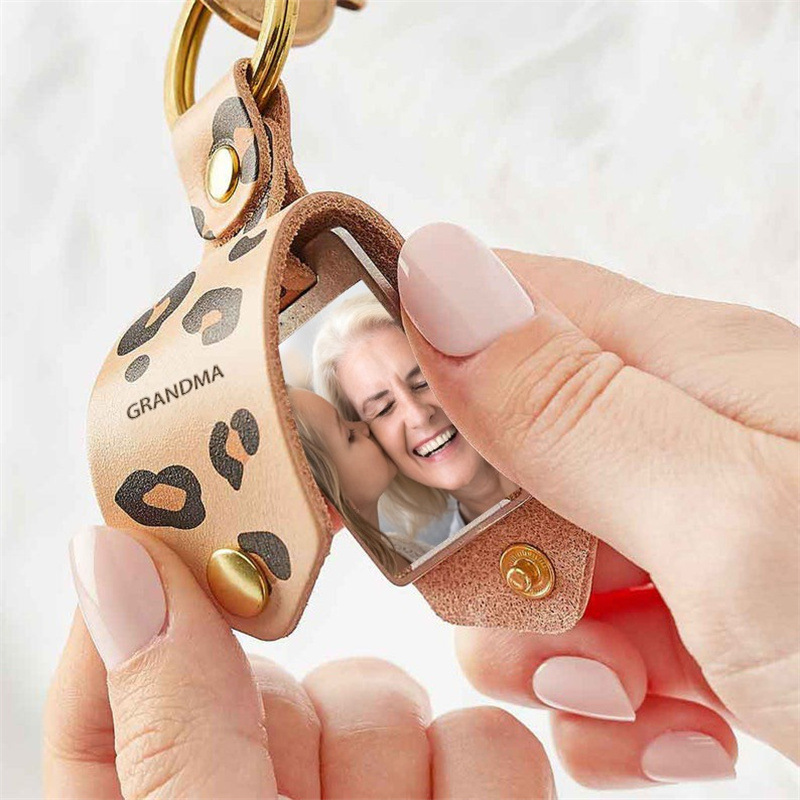 Personalized Leather Photo Keychain Keyring