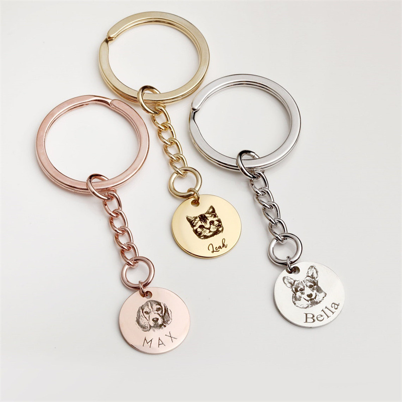 Personalized Engraved Pet Photo Keychain