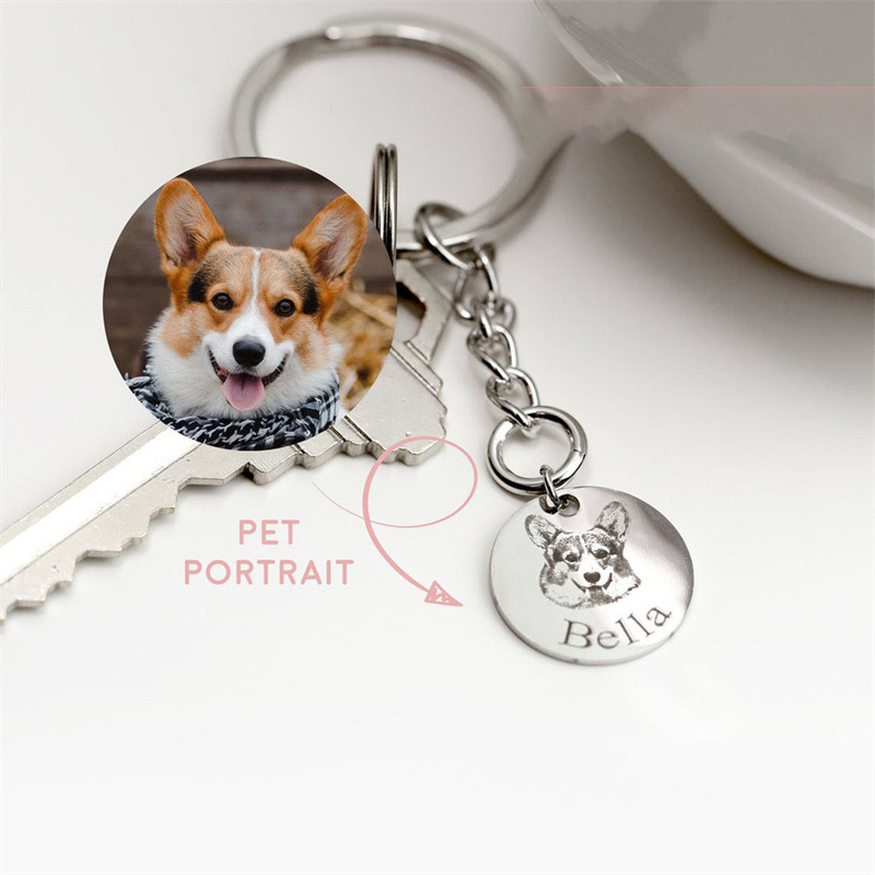 Personalized Engraved Pet Photo Keychain