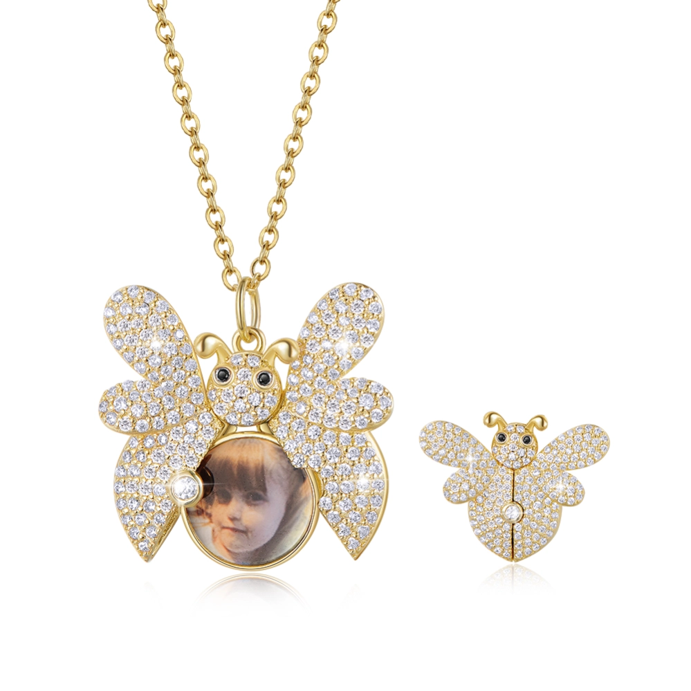Joycename Custom Bee Photo Pendant Necklace