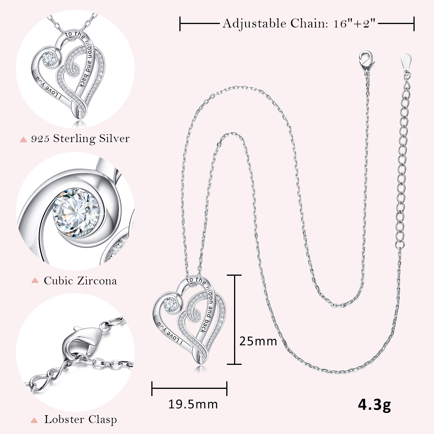 joycenamenecklace silver heart necklace
