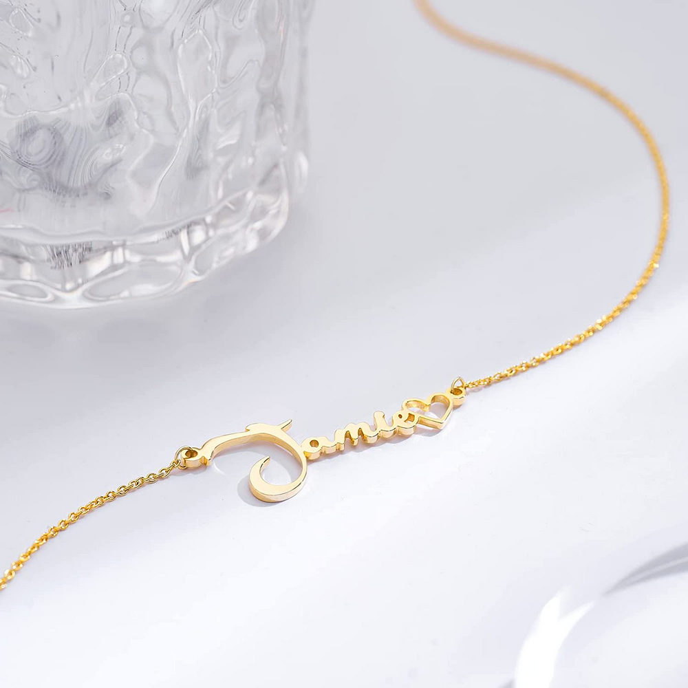 Name Pendant Custom Necklace With Heart