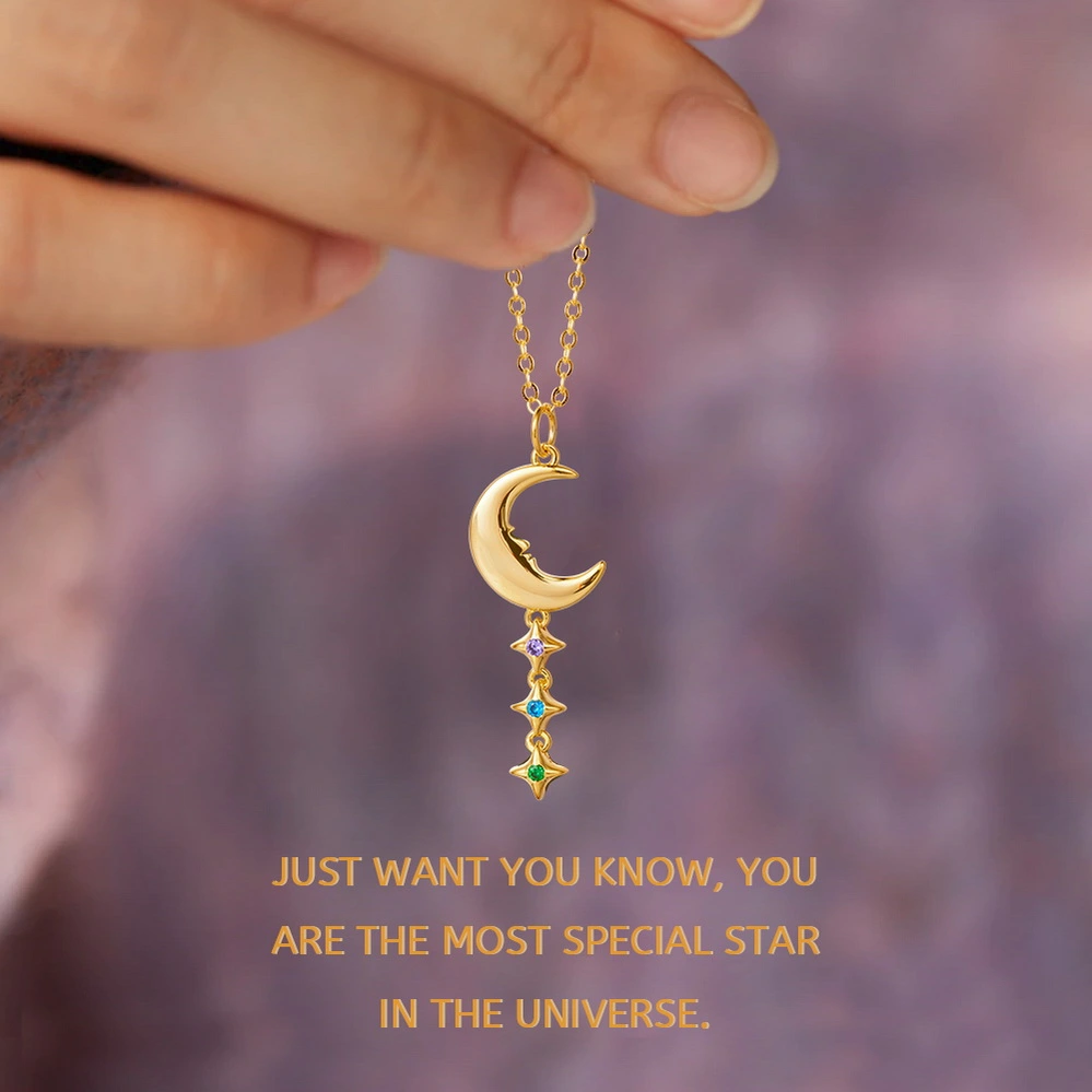 Personalized crescent moon necklace for women