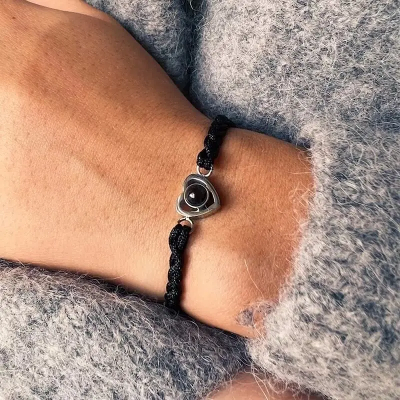Handmade Braided Love Heart Photo Projection Bracelet