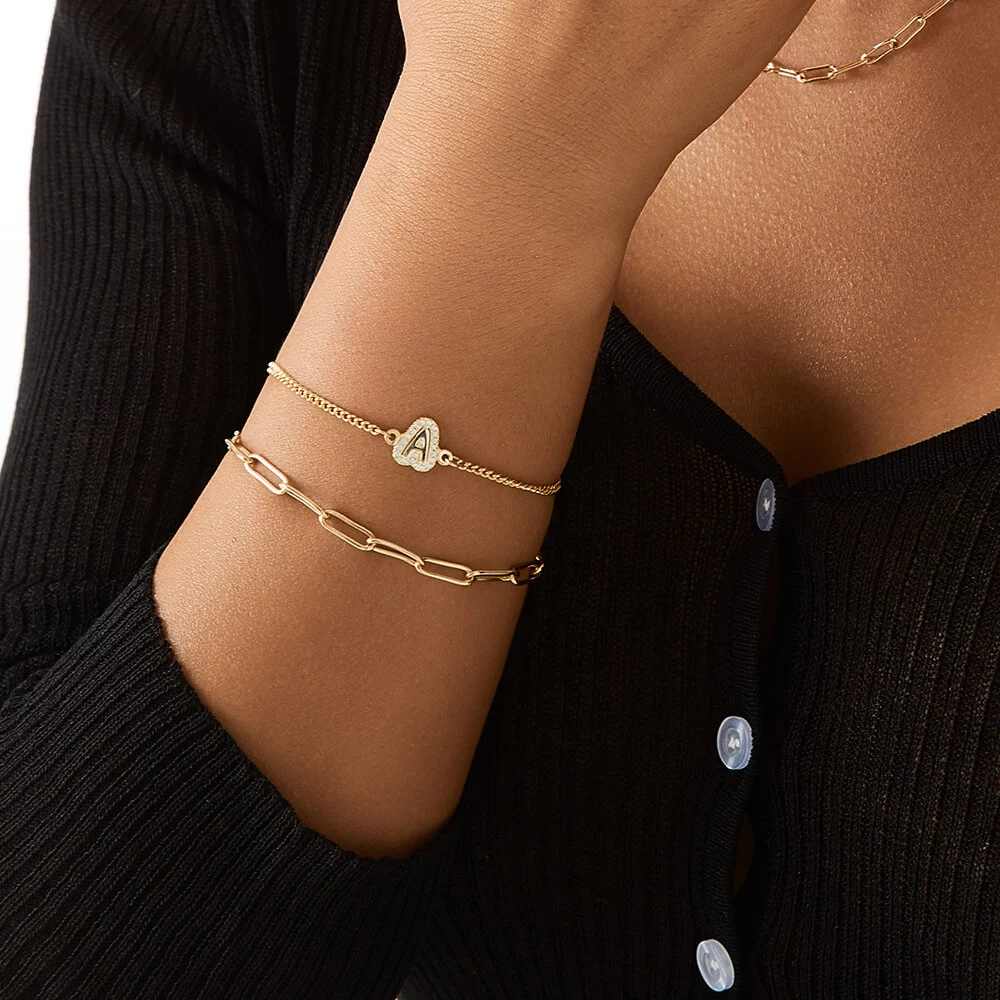 Customed Initial Bubble Bracelet With Diamonds