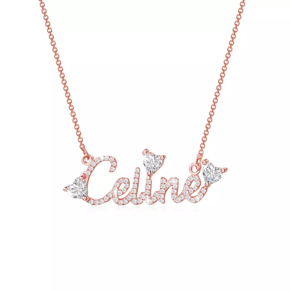925 Sterling Silver Custom Heart Name Necklace 