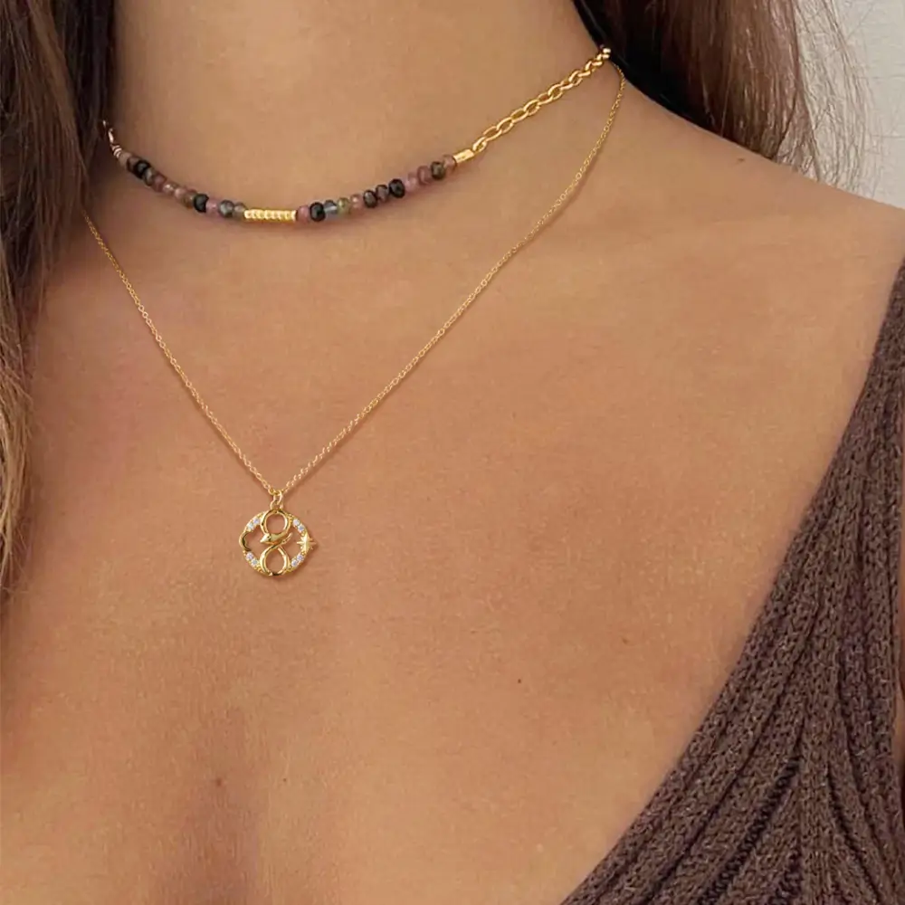 Gold Round Snake Necklace