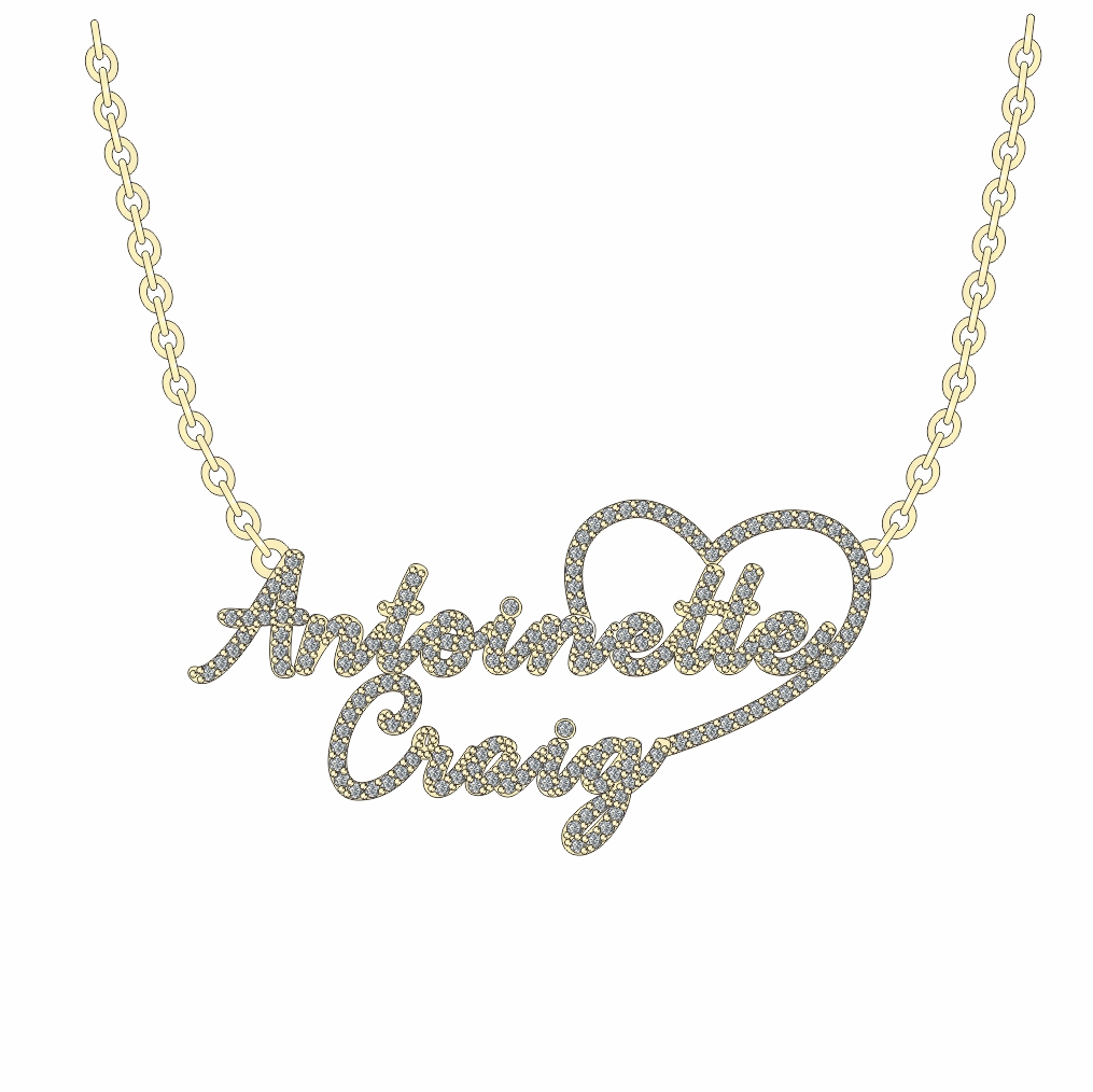 Dazzling Double Name Necklace with Heart