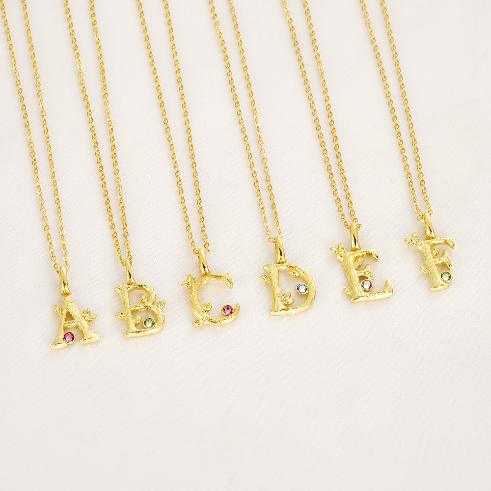 Nature Lover Personalized Letter Necklace 