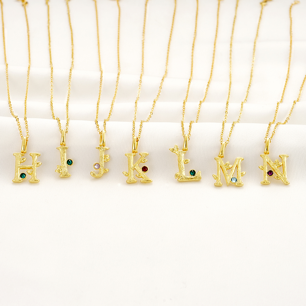 Nature Lover Personalized Letter Necklace 