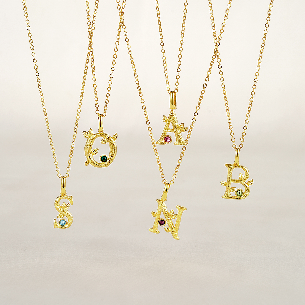 Nature Lover Personalized Letter Necklace 