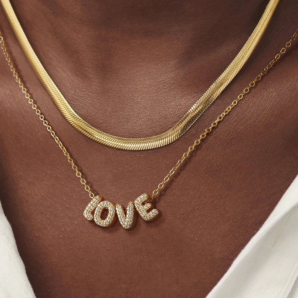 Sterling Silver Bubble Letters Necklace