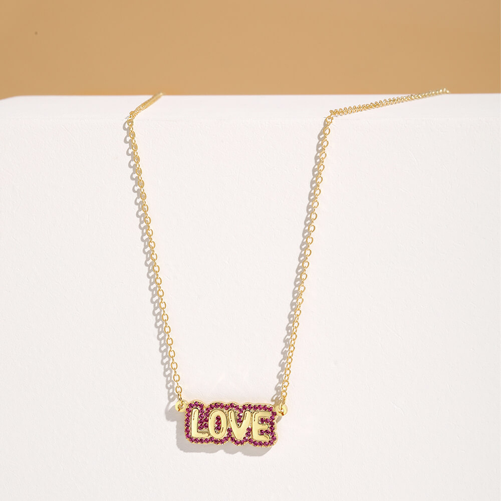 Bubble Name with Rainbow Outline Necklace