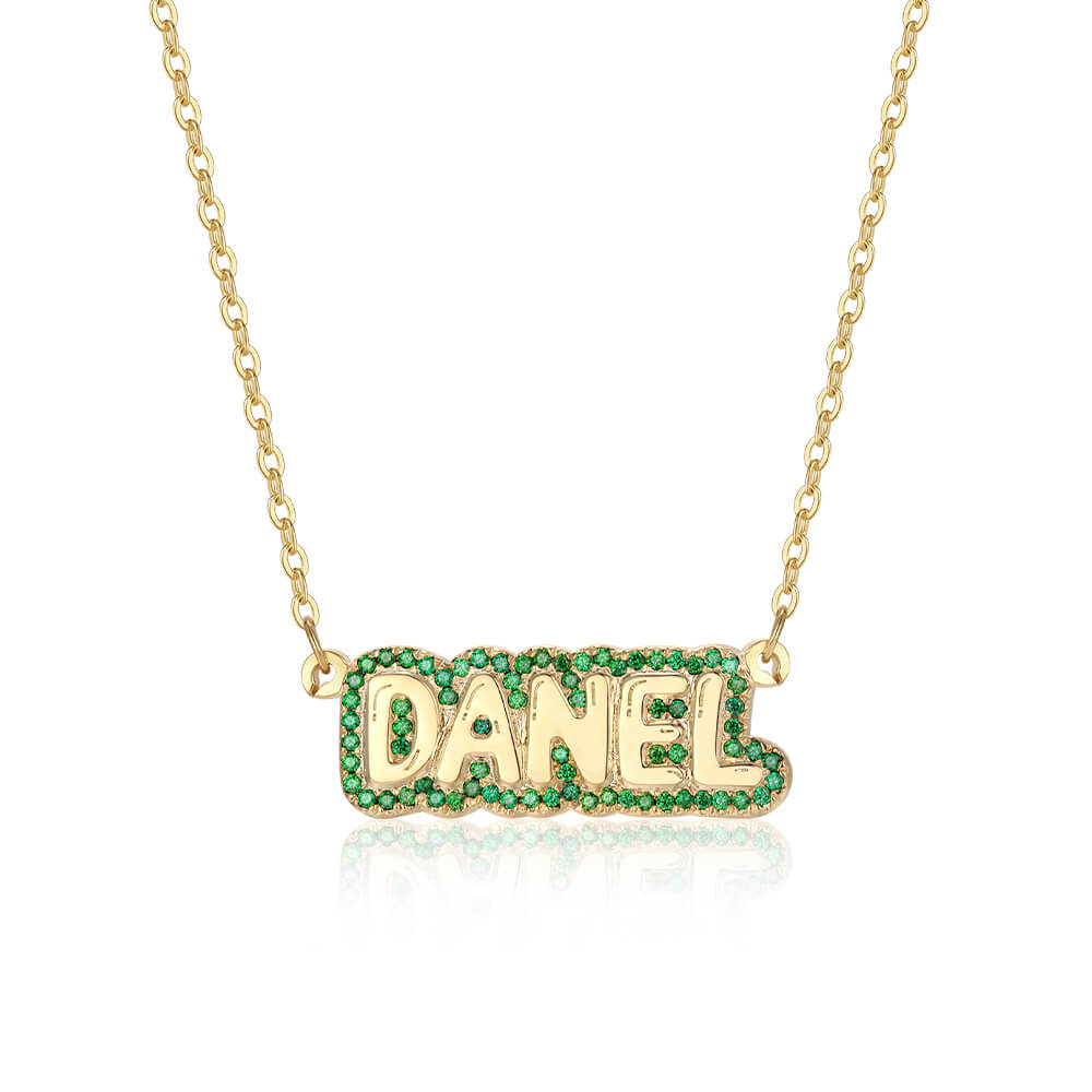 Bubble Name with Rainbow Outline Necklace