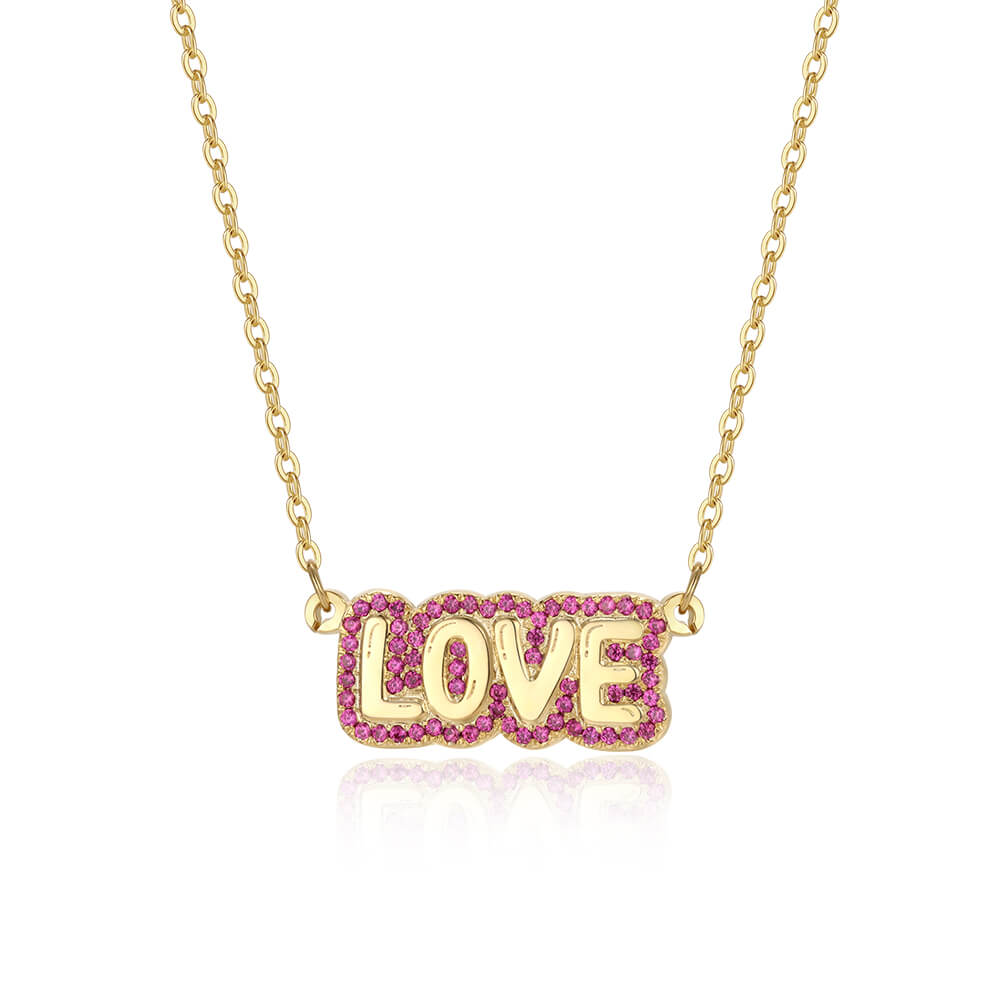 Bubble Name with Rainbow Outline Necklace