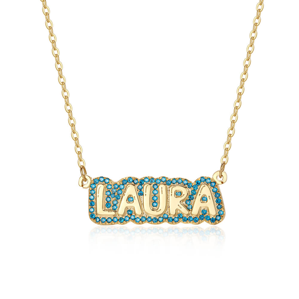Bubble Name with Rainbow Outline Necklace