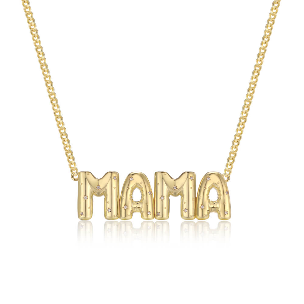 Inlay Moissanite Name Bubble Necklace