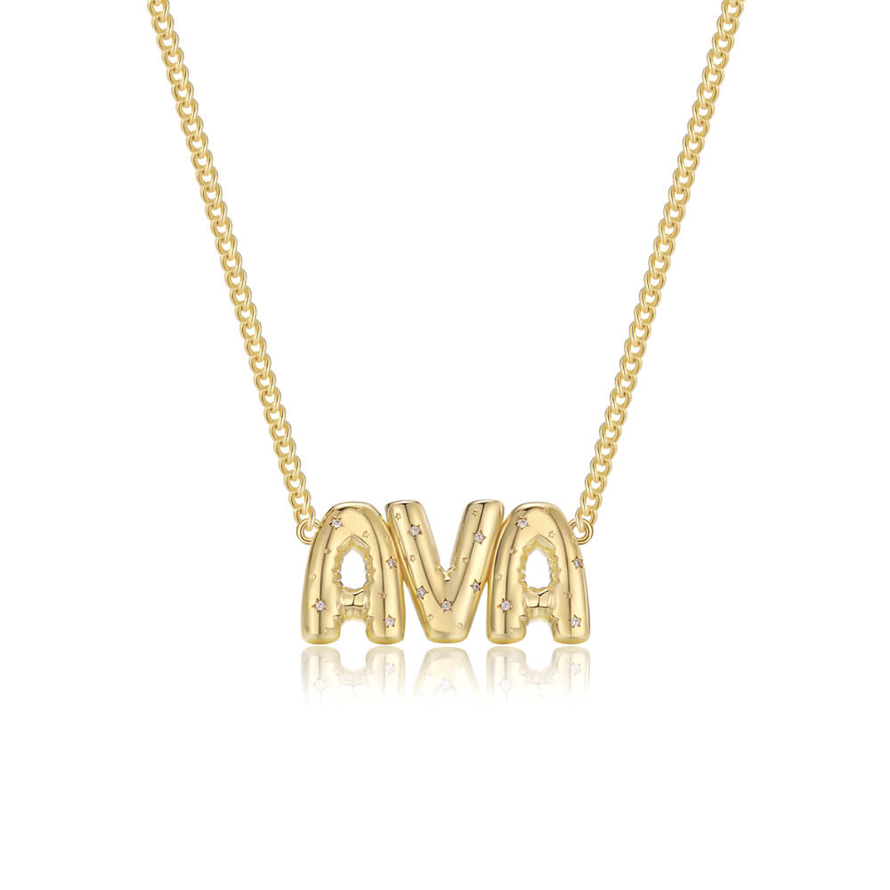 Inlay Moissanite Name Bubble Necklace