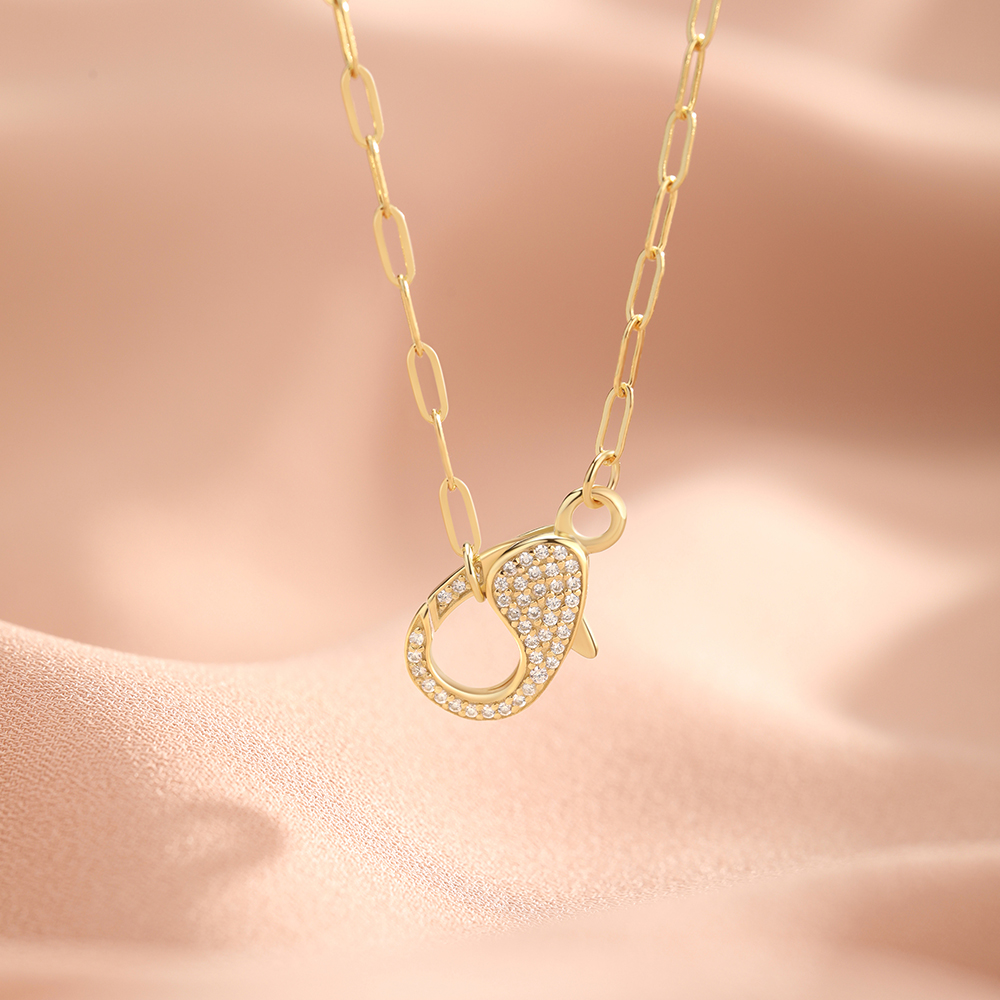 "Lobster Clasp" Round Cut Chain Link Sterling Silver Necklace