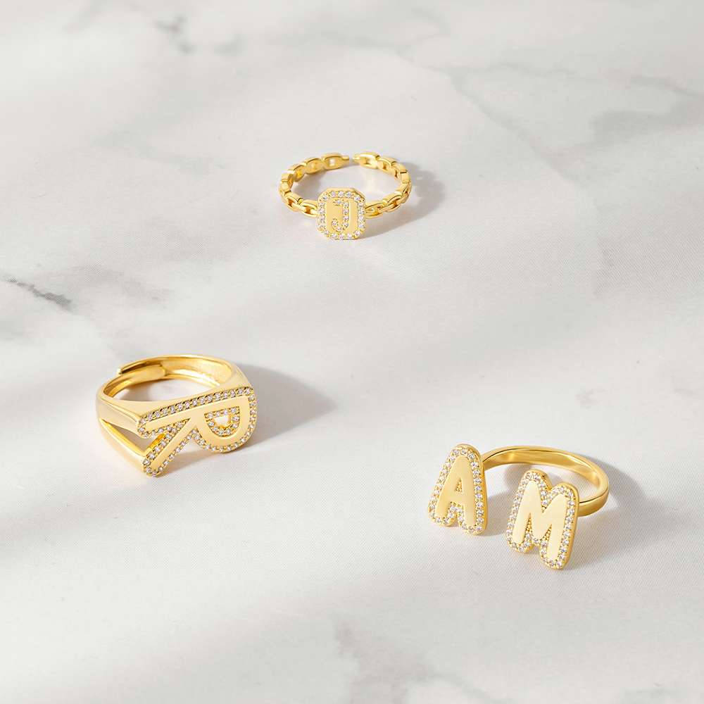 Custom Bubble Initial Letter Ring