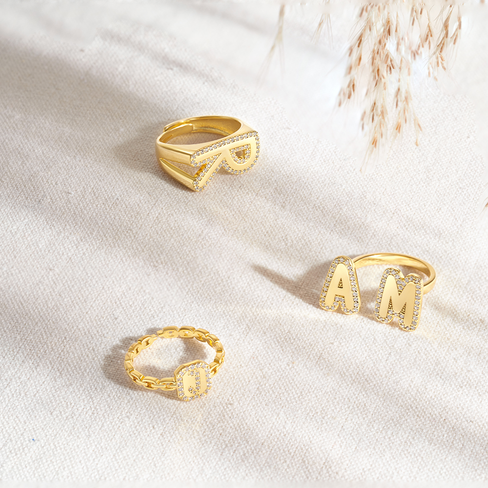 Custom Dainty Initial Letter Ring