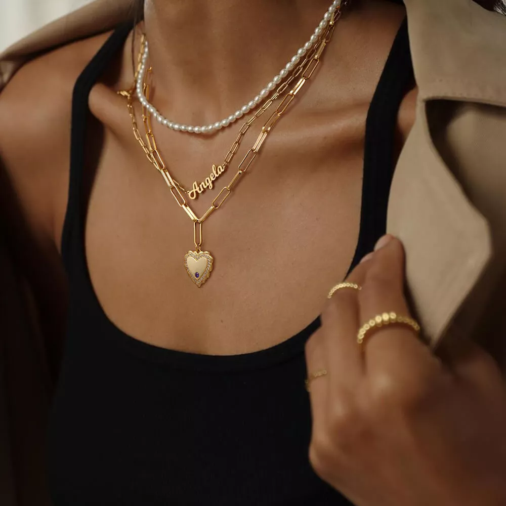 joycename Heart Shaped Paperclip Chain Necklace