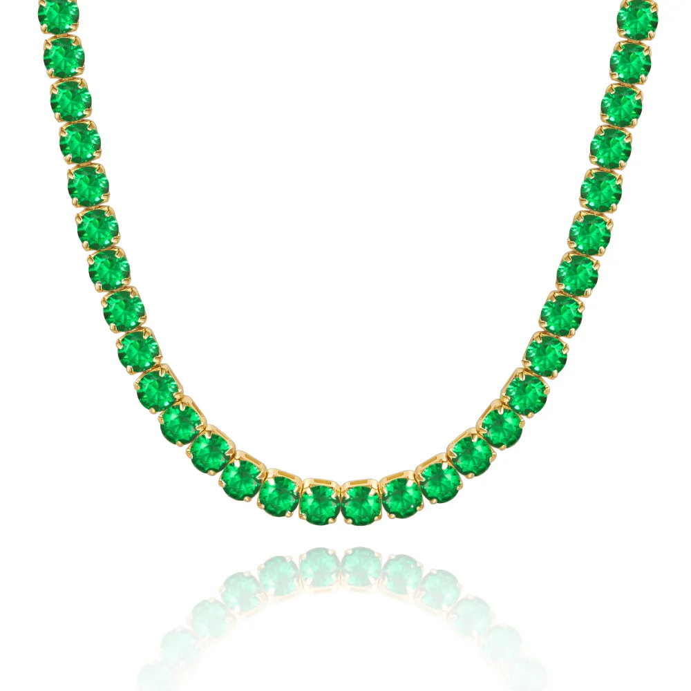 Green Square Tennis Necklace
